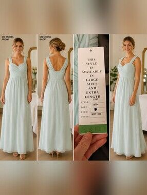Mint V-Neck Chiffon Bridesmaid Dress - Elegant Floor-Length
